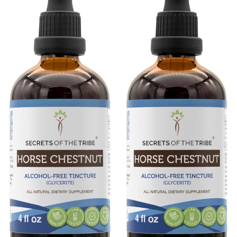 Secrets of the Tribe Horse Chestnut Tincture Alcohol-Free Liquid Extract, Horse Chestnut (Aesculus hippocastanum) Dried Nut (2x4 FL OZ)