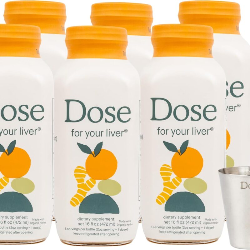 DOSE for Your Liver Cleanse Detox & Repair, Organic Milk Thistle Supplement with Turmeric, Dandelion, Ginger, and Orange, Promotes Optimal Liver Function,16oz Bottle, 6 Pack (6 Week Supply)