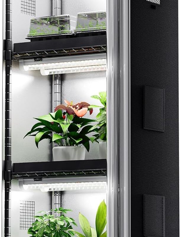 Spider Farmer 4-Tier Plant Shelf, Mini Greenhouse Indoor with 6Pcs 12" Full Spectrum LED Grow Lights and Tent, for Seed Starting Multi Plants Growth 16Lx12Dx47H