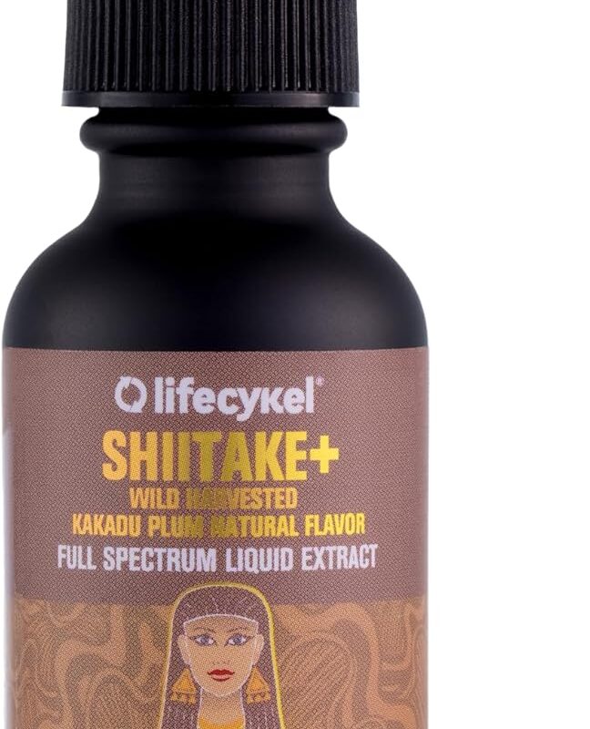 Lifecykel Shiitake Mushroom Extract with Kakadu Plum - Advance Organic Mushroom Supplement for Hair, Nail and Skin - Potent Vitamin C Immune Boost for Adults - 4 Fl Oz