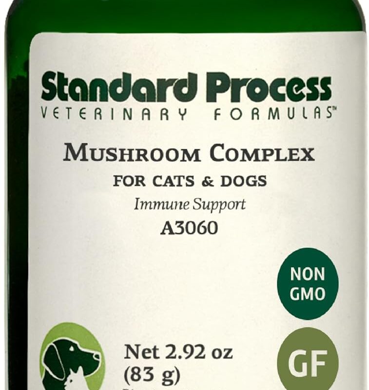 Standard Process Mushroom Complex for Dogs & Cats - Immune Support Supplement with Bovine Colostrum - Lion's Mane Extract Powder for Dog & Cat Immune Support - Essential Aid for Pet Health - 2.92 oz