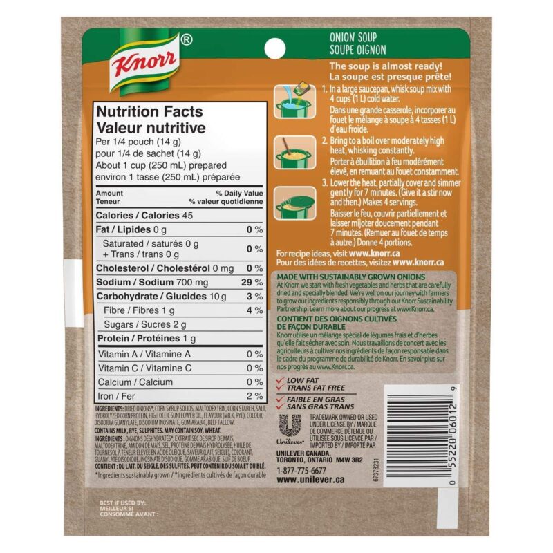 Knorr Onion Soup Mix 55g/1.9 oz, Pack of 12 {Imported from Canada}