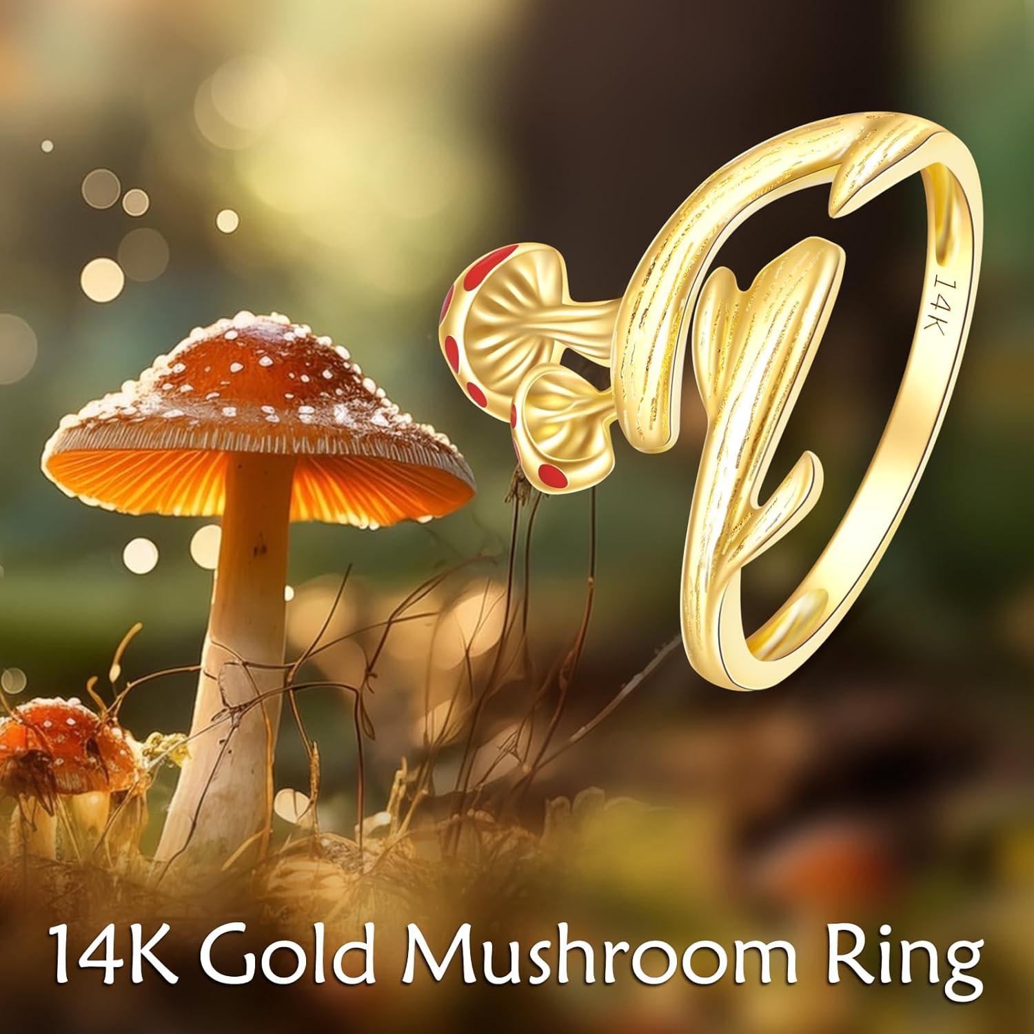 71jksTPtOnL._AC_SL1500_.jpg KECHO 14K Solid Gold Lotus Rings for Women Flower Mushroom Rose Ring Yoga Jewelry Birthday Mothers Day Gifts for Mom Men - Image 5