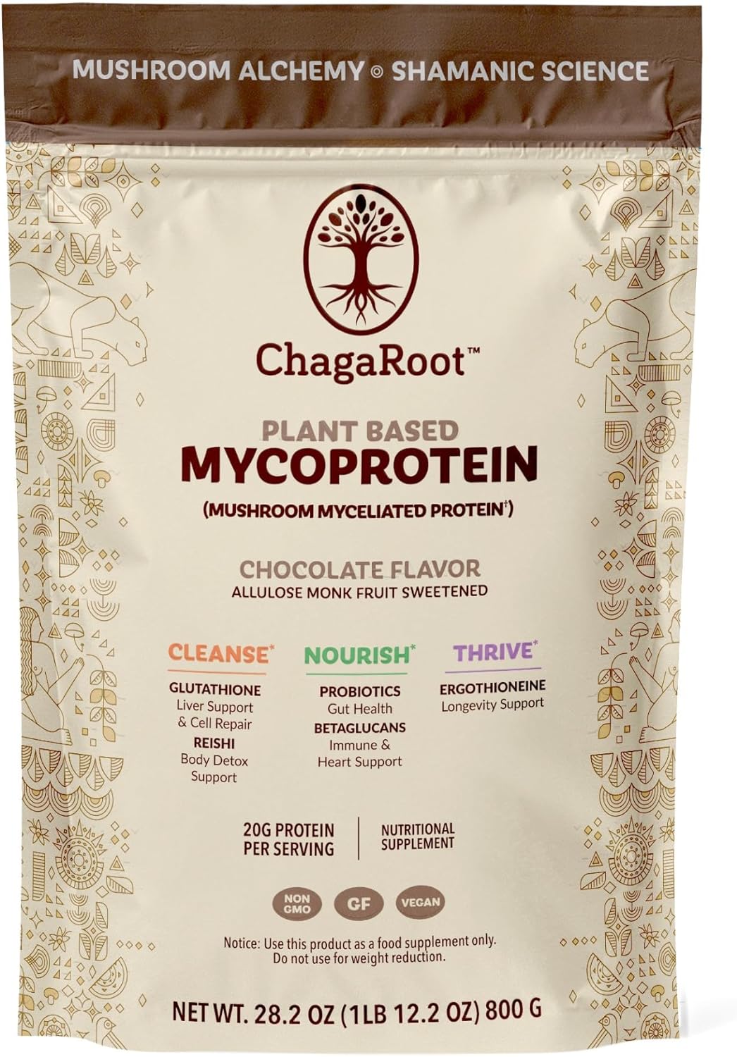 71k3izbIl5L._AC_SL1500_.jpg Mycoprotein Mushroom Protein Powder - Vegan Protein, Plant Based, Superfood, Master Blend of Chaga, Reishi, Turkey Tail, Shiitake, Lions Mane - Chocolate (1.76 lb)