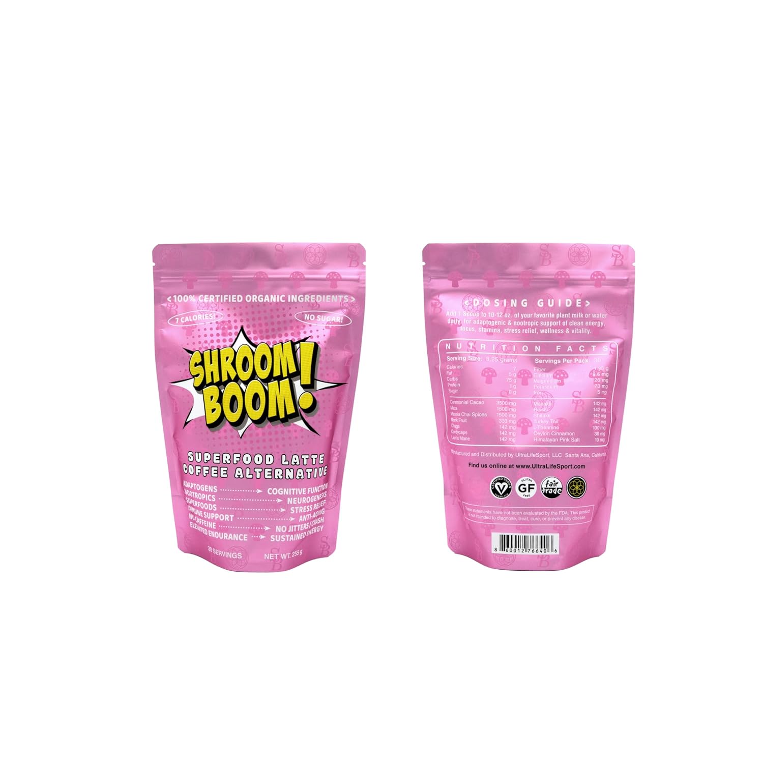 71l3M1elUmL._SL1500_.jpg Ultra Life Sport - Shroom Boom Organic Mushroom Coffee Alternative Drink - 30 Servings 7 Mushroom Cacao Blend - Cordyceps, Lion’s Mane, Chaga, Maitake, Shiitake, Reishi & Turkey Tail - Caffeine Free - Image 3