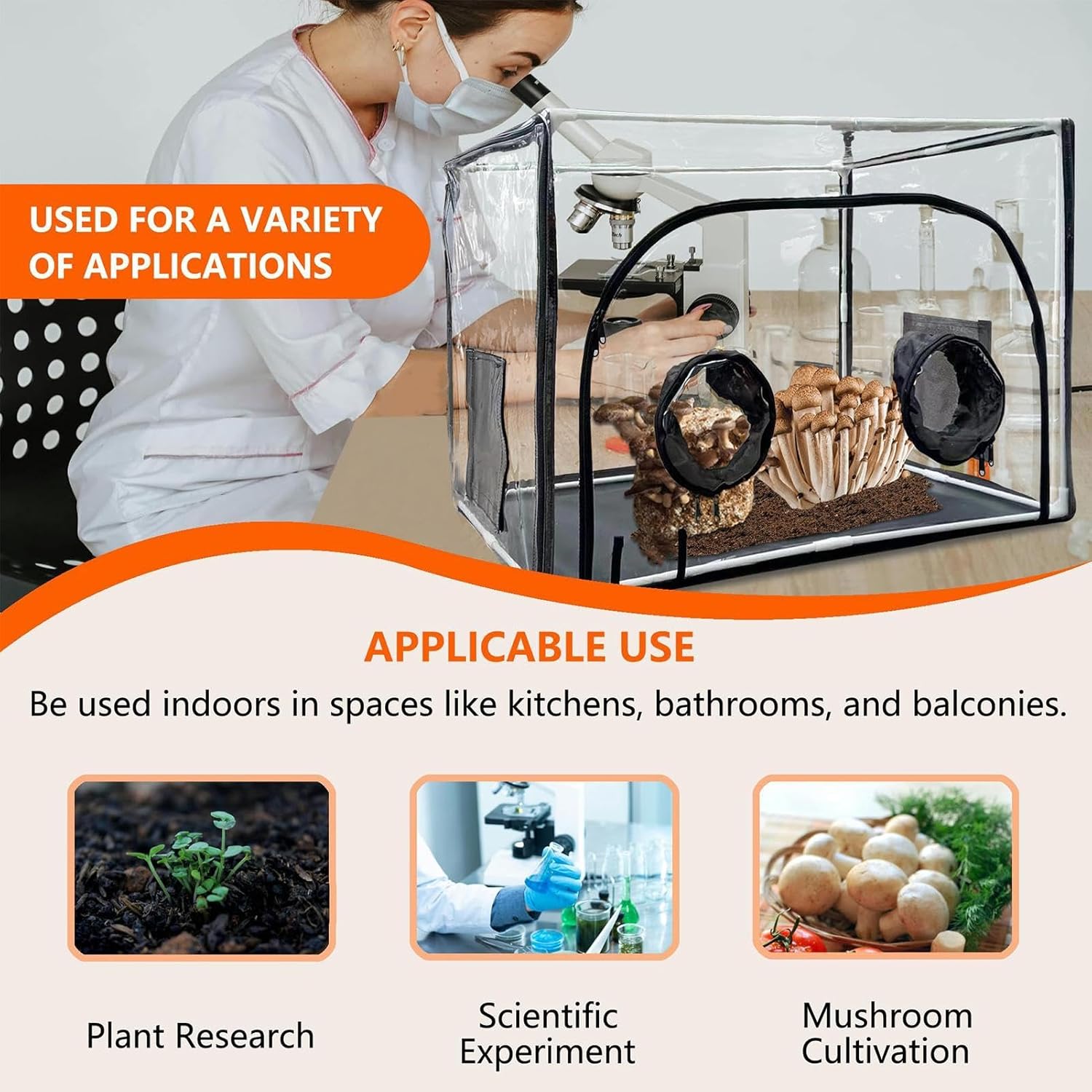 71lBLS4IAeL._AC_SL1500_.jpg Mushroom Fruiting Chamber - Portable Mushroom Grow Box - Mycology Still Air Box - Fume Hood - Monotube Kit Mushroom Planting BagTent - High-Visibility Mushroom Grow Bags for Home Scientists - Image 4