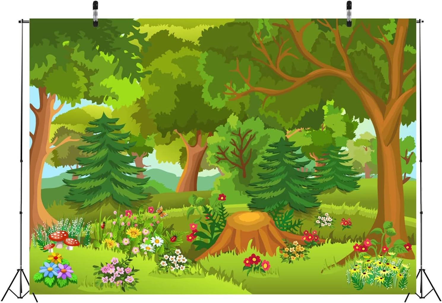 71mmfNhF3-L._AC_SL1500_.jpg BELECO 10x8ft Fabric Cartoon Forest Backdrop Fairytale Forest with Flowers Mushroom Phtography Backdrop for Birthday Party Decoration Baby Shower Kids Game Photoshoot Photo Background Props L-0020 - Image 3