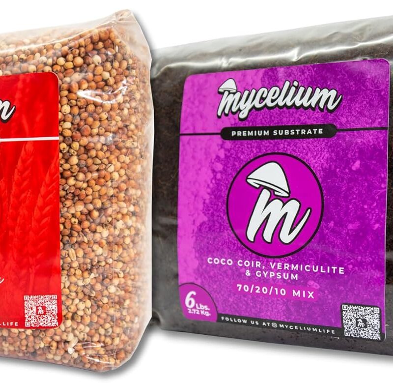 Mycelium's Dung-Loving Mushroom Monotub Bundle – 6 LB Substrate & 3 LB Milo Grain | Expertly Prepared for Peak Mycelium Growth | Nutrient-Dense for Home Growers | Sterilized Bags for Beginners & Pros