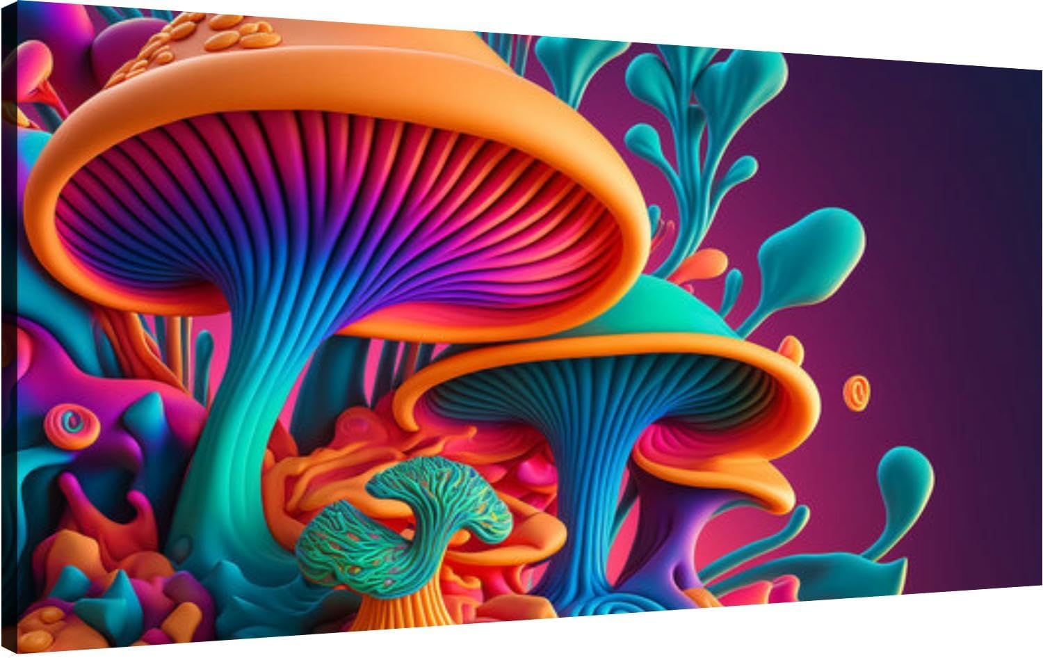 71rRHr676uL._AC_SL1500_.jpg Canvas Wall Art for Living Room Bedroom A psilocybin mushroom composition vibrant swirling colour patterns and Big Large Wall Art Decor Framed Painting Wall Pictures Prints Artwork Office