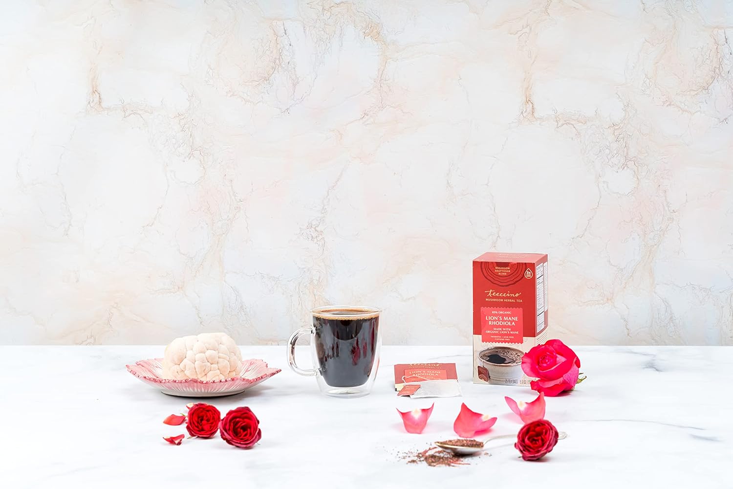 71rZ1QrbrKL._SL1500_.jpg Teeccino Lion’s Mane Rhodiola Tea - Rose - Caffeine-Free Mushroom Adaptogenic Herbal Tea, 3x More Herbs than Regular Tea Bags, Lightly Sweet from Dates & Figs, Chicory Prebiotic - 25 Tea Bags (Pack of 3) - Image 7