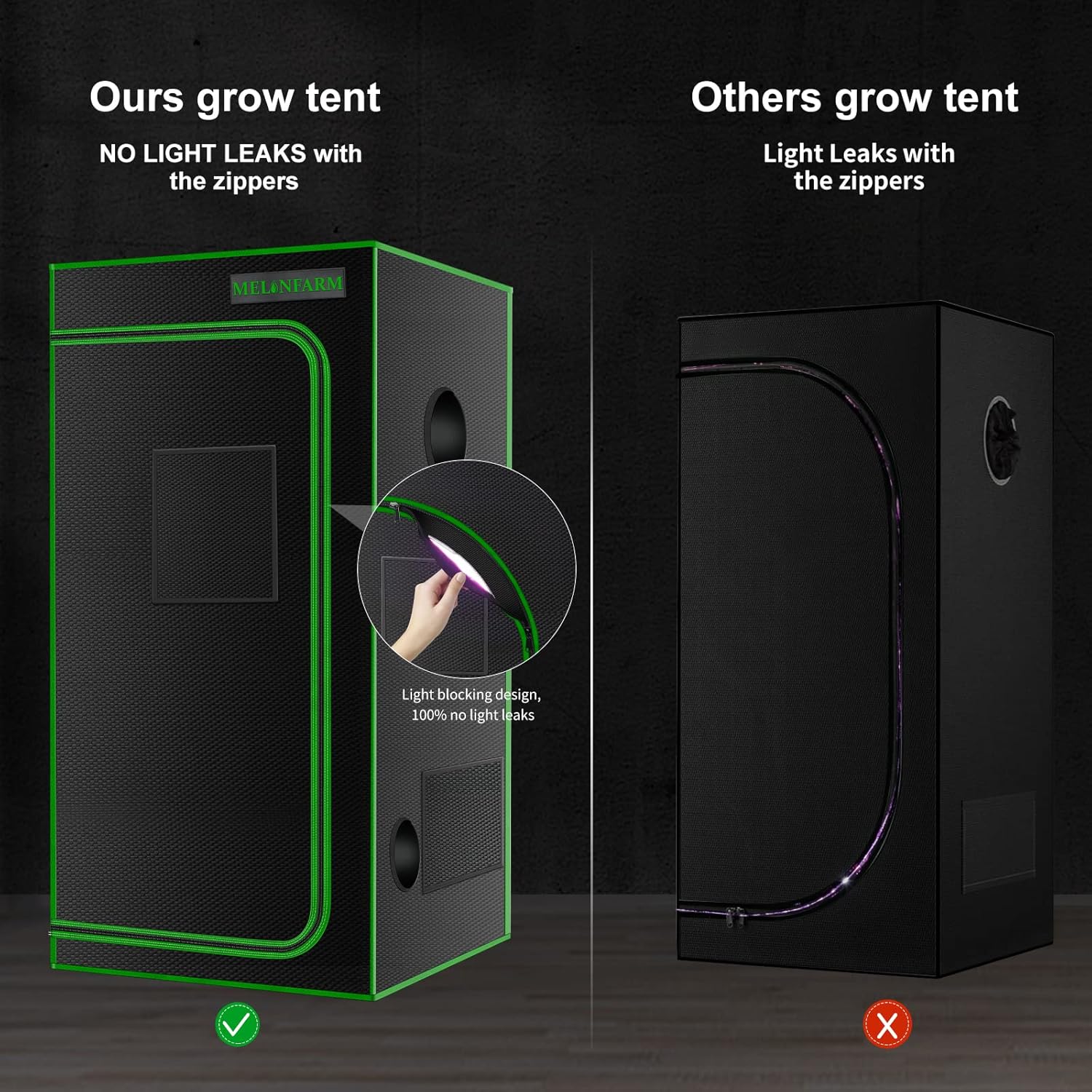 71s7zpSYzYL._AC_SL1500_.jpg MELONFARM 2x2 Grow Tent, 24"x24"x48'' High Reflective 600D Diamond Mylar Canvas with Observation Window and Floor Tray for Hydroponic Indoor Plant Growing - Image 2