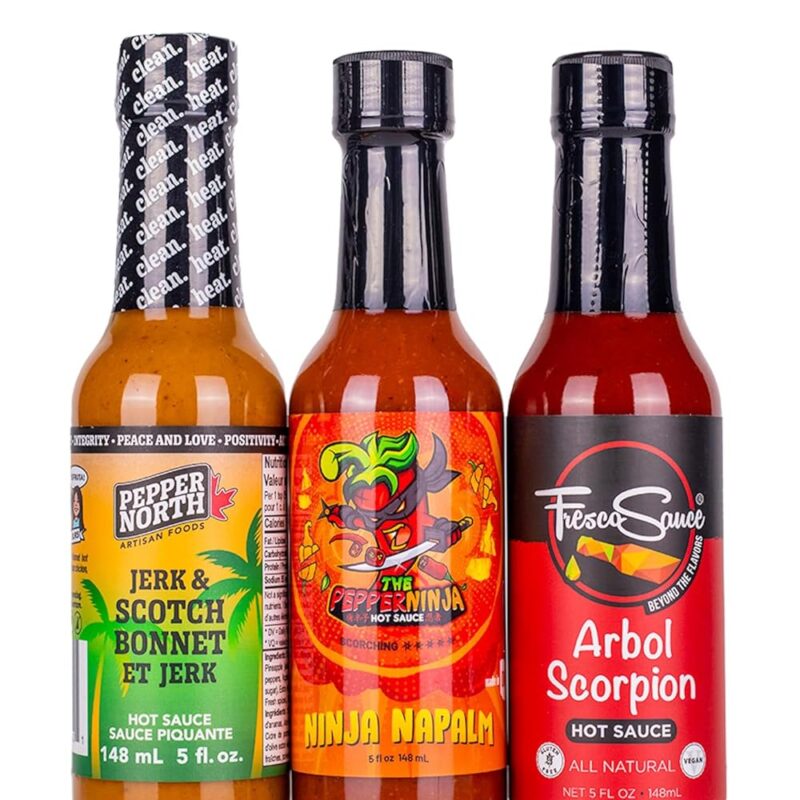 Hot Ones Season 25 Heat Pack Hot Sauce, Made With Natural Ingredient, Perfect For Superfans & Mini Wing Sauce Challenge, 5 fl oz Bottles (3-Pack)