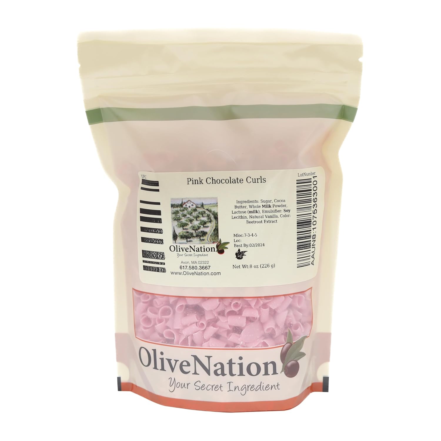 71xEQV7WP8L._SL1500_.jpg Pink Chocolate Curls Topping, OliveNation Pink Chocolate Curls for Cake Decorating, Elegant Edible Decoration - 5 lbs - Image 3