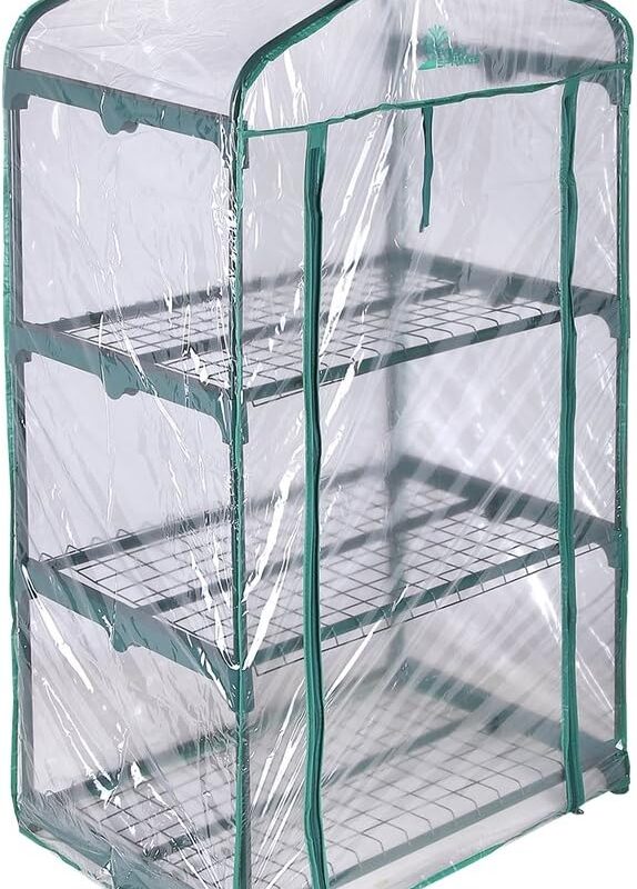 Palm Springs 3 -Tier Mini Greenhouse with Cover and Roll-up Zipper Door