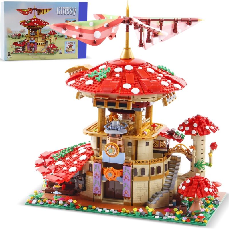 2763PCS Mushroom House Building Blocks,Creative Ideals Ganoderma Hotel Building Blocks, Perfect Choice for 6+ Boys, Girls or Adults