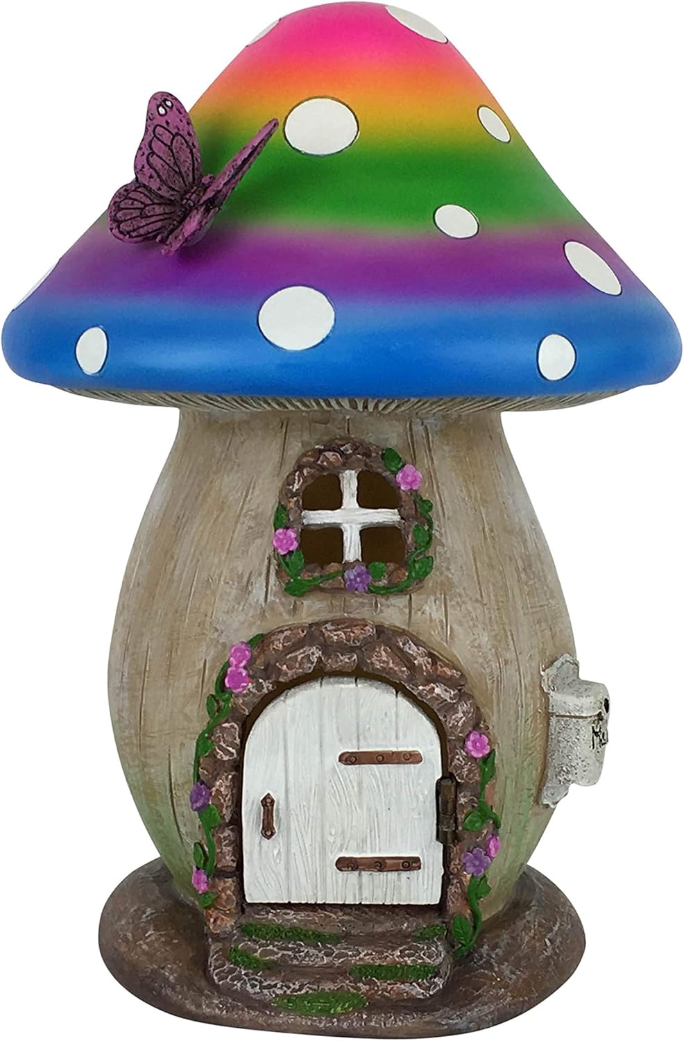 811kfUNHbyL._AC_SL1500_.jpg GlitZGlam Miniature Rainbow Mushroom Fairy House - 5-Piece Set - Whimsical Multicolor Resin Figurines for Fairy Garden & Home - Image 9