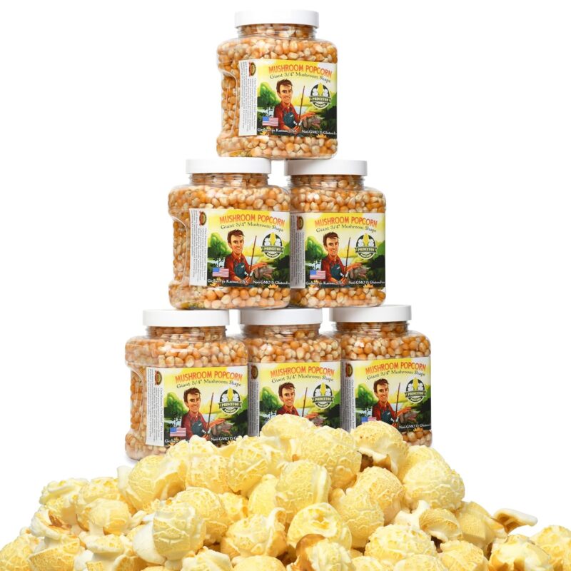 Mushroom Popcorn Kernels for Popping Six-Pack 1lb Tubs Princeton Popcorn Farmer-Direct Non-GMO Gluten Free Popcorn Kernels Mushroom Shaped Popcorn Popping Corn Air Popper and Stovetop 6-pack 96 oz
