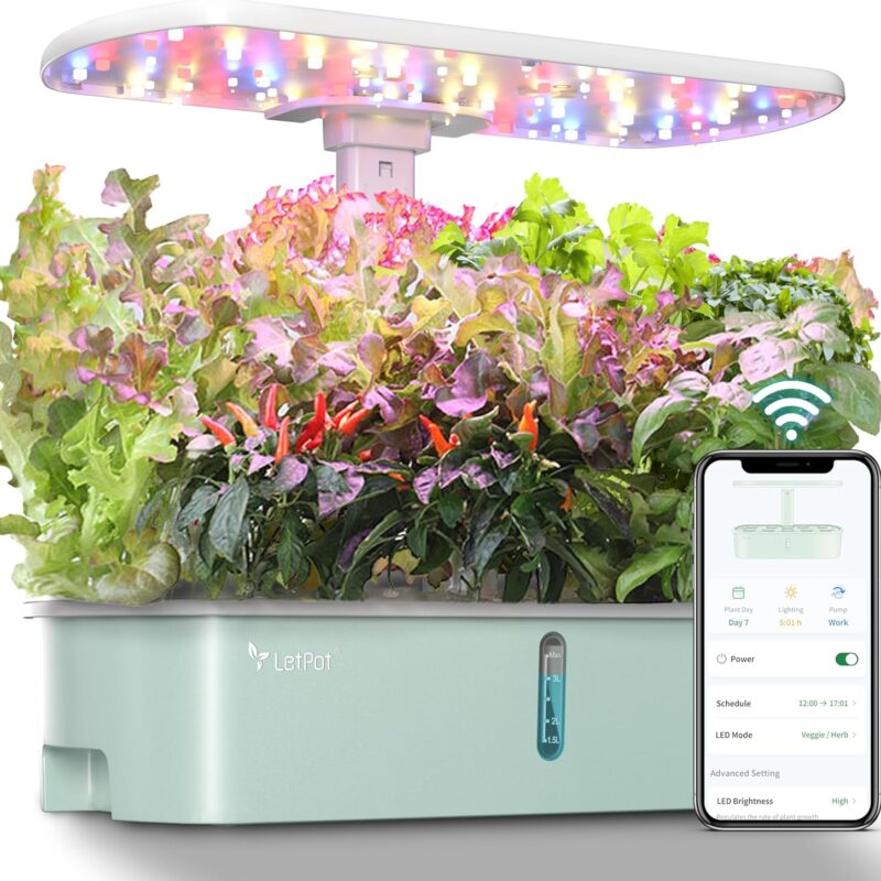 LetPot LPH-Air Hydroponics Growing System Kits, APP & WiFi Controlled Smart Indoor Garden with 24W Grow Light Full Spectrum, 10 Pods Planter Indoor Gardening for Gifts, Kitchen, Vegetable