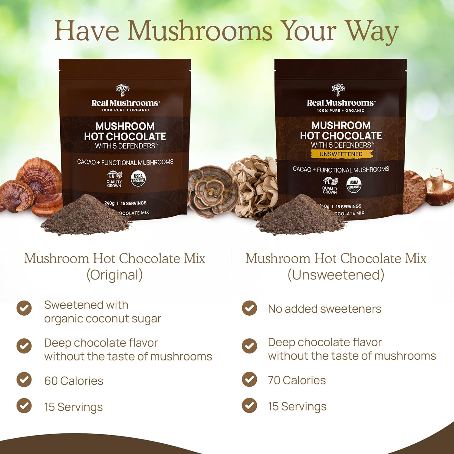 819IwYdQ9L._AC_SL1500_.jpg Real Mushrooms Hot Chocolate Mix (15 Servings) and Lion’s Mane (60 Servings) Powder Bundle - Mushroom Powder Supplement for Daily Immunity & Cognition Support - Gluten-Free, Non-GMO, Vegan - Image 5