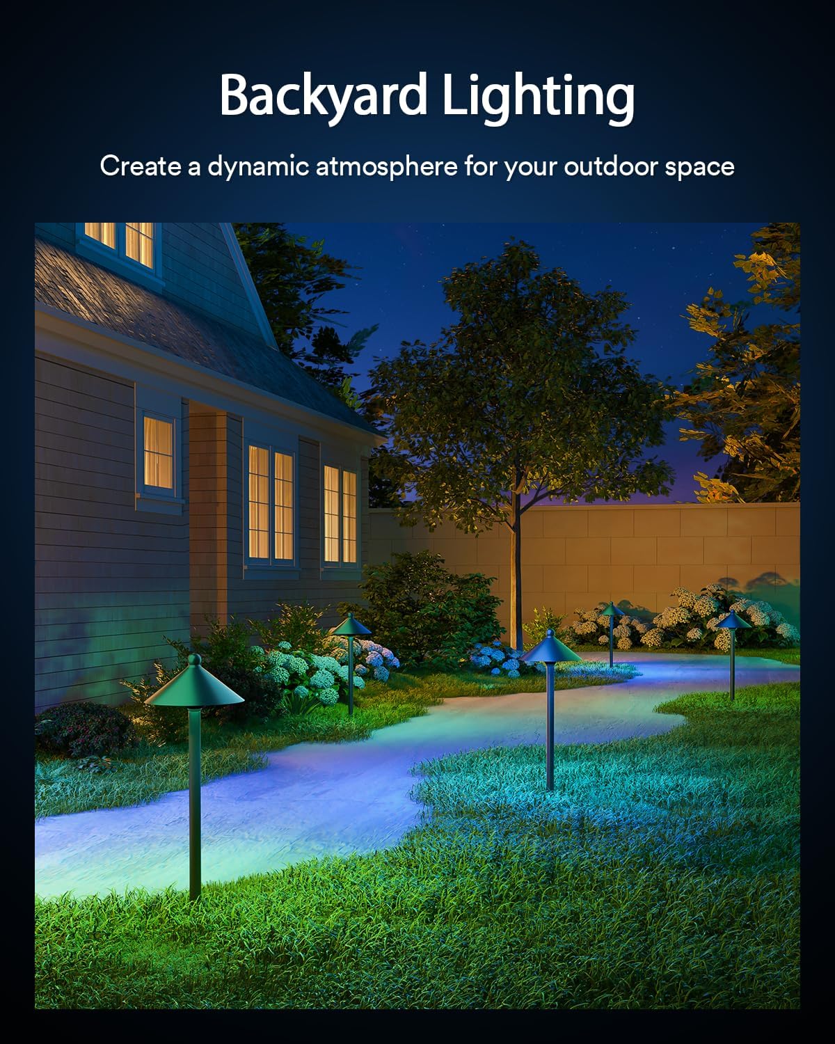 81BXA7ZQjEL._AC_SL1500_.jpg Lumary Smart Landscape Path Lights, 4 Pack Outdoor Landscape Lighting IP65 Waterproof, 46FT RGBAI Color Changing Landscape Lights for Yard, Pathway, Driveway, App/Voice/Remote Control, Black, L-PL4C1 - Image 8