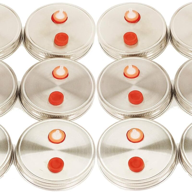 Mushroom Jar Lid for Liquid Culture Stainless Steel Metal Wide Mouth (12 Pack)