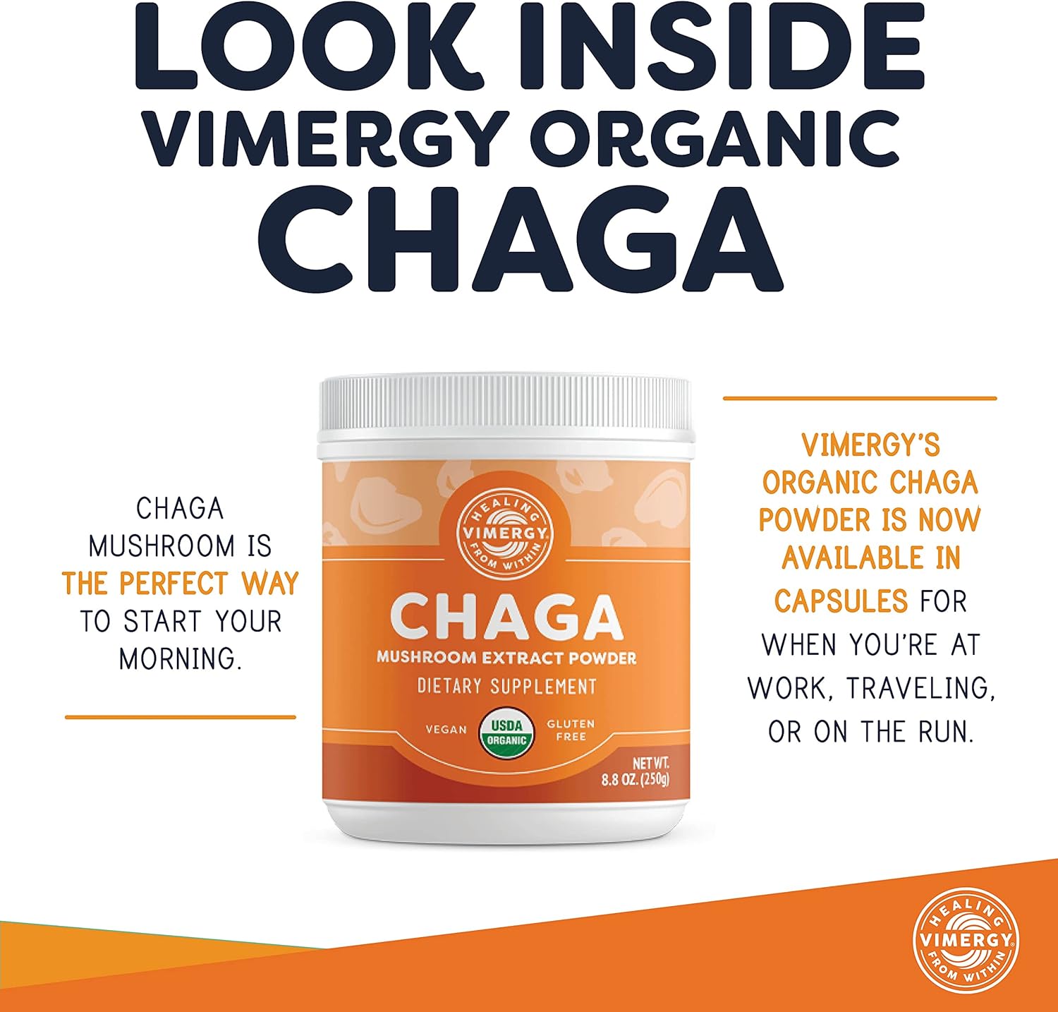 81ESsnvsdL._AC_SL1500_.jpg Vimergy USDA Organic Wild Chaga Mushroom Extract Powder, 166 Servings – Ideal in Chaga Tea, Coffee, Smoothies – Cardiovascular Support - Kosher, Vegan, No Gluten, Paleo - Pure Chaga, No Fillers (250g) - Image 7