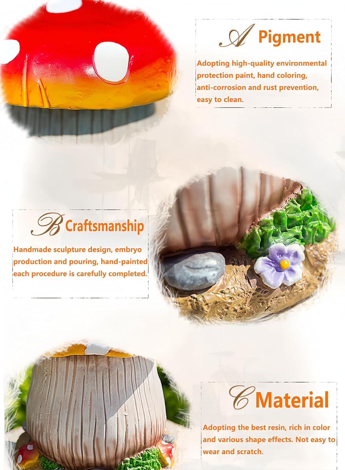 81I5PWzt7L._AC_SL1500_.jpg Outdoor Garden Mushroom Table Stool Statues, Resin Creative Landscape Sculpture Decoration, Yard Lawn Pond Ornament (Red, Mushroom Table) - Image 6