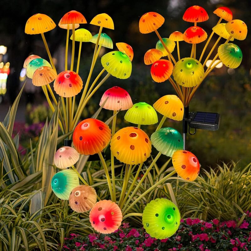 Kohlrabi Solar Garden Lights, 6 Pack Solar Mushroom Lights Outdoor, Upgraded 72LED Solar Mushroom Light