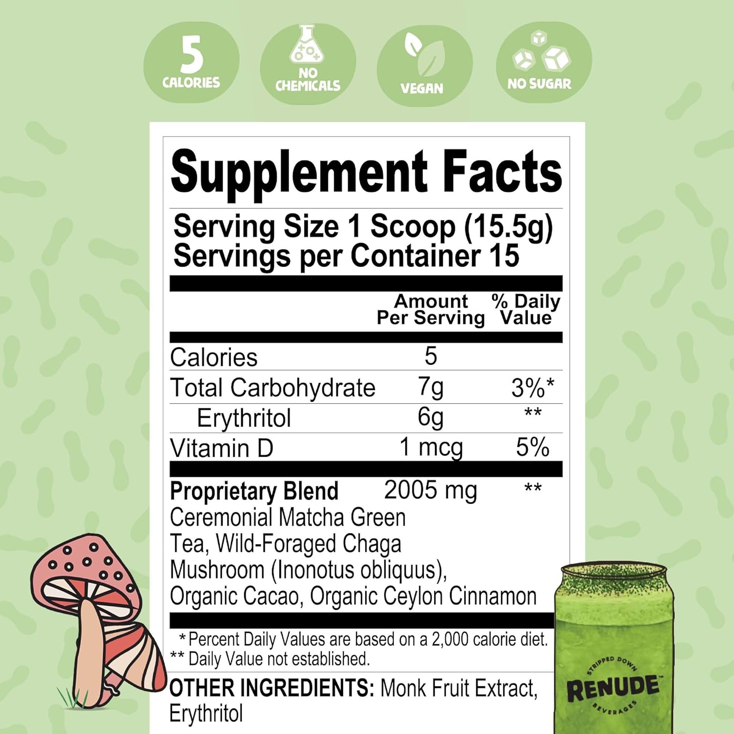 81Iyaye7-hL._AC_SL1500_.jpg Renude Chaga Matcha and Chagaccino - Chaga Mushroom Powder for Coffee and Matcha, Mushroom Drink Mix with Adaptogens, Natural Energy and Immune Support, Vegan, Keto - 15 Servings Each - Image 6