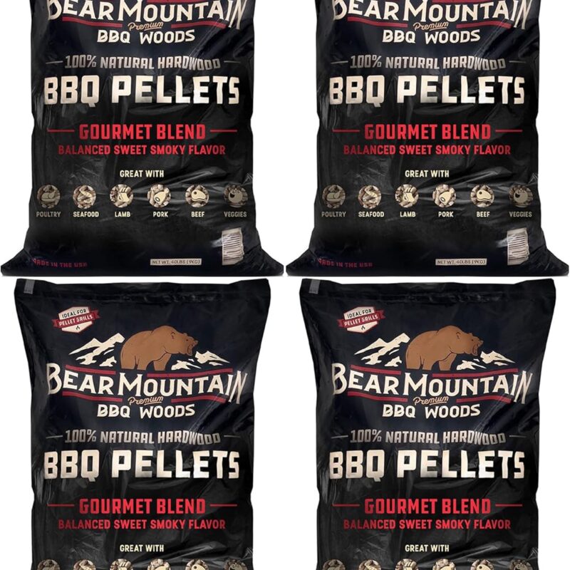 Bear Mountain FB99 All Natural Low Moisture Hardwood Smoky Gourmet Blend BBQ Smoker Pellets for Outdoor Grilling, 40 Pound Bag (4 Pack)