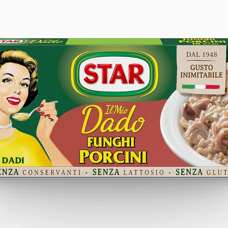 Star: "Il Mio Dado Funghi Porcini" Bouillon Cubes, Porcini Mushroom 10-Cubes Boxes, 10g Each Cube Pack of 48 - Full box Factory Size