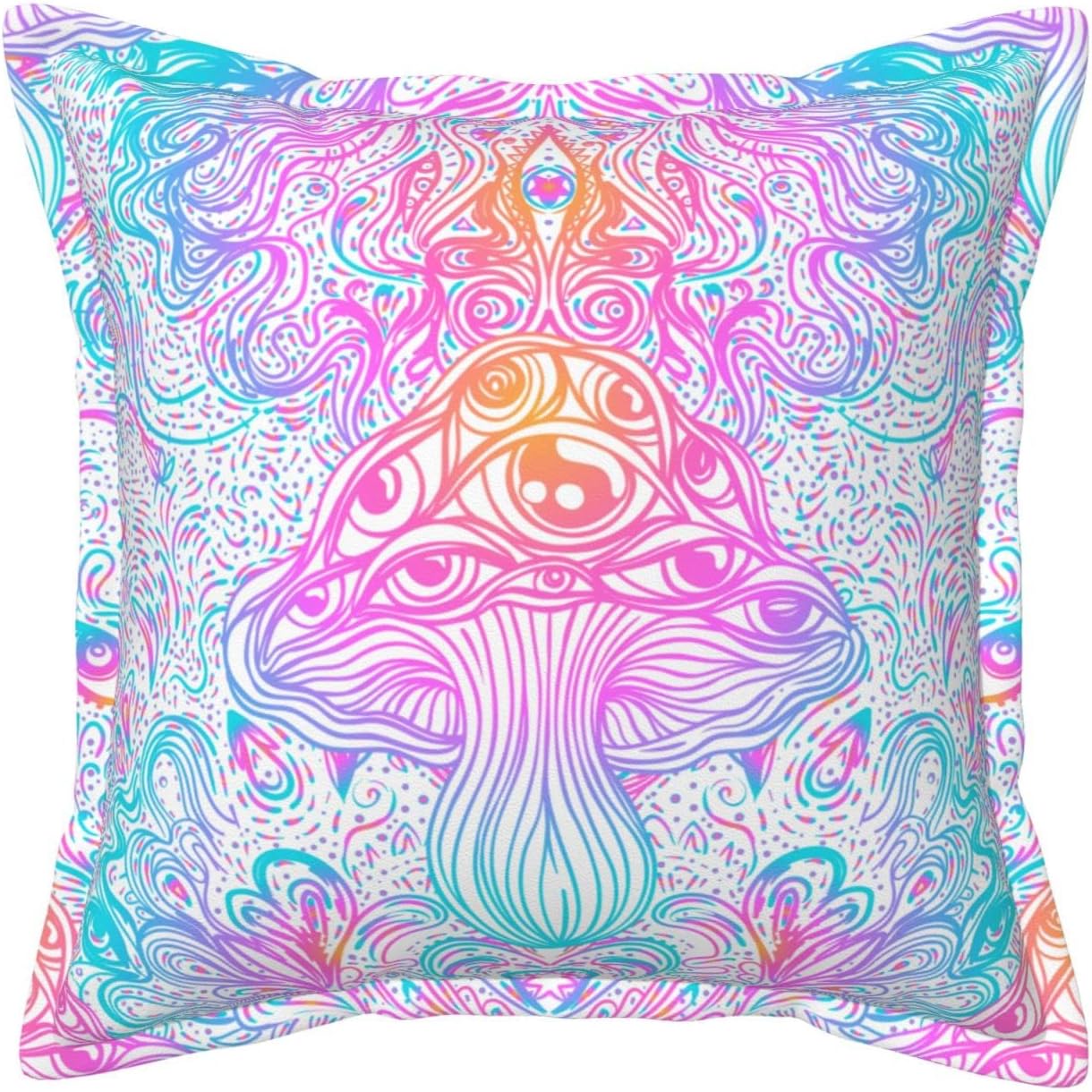 81K2FIi0kNL._AC_SL1500_.jpg Pillow Included Mushrooms of Illusion Leather Pillow Cover, Modern Leather Throw Pillow Cover, Leather Decorative Pillows Cover for Farmhouse Sofa Couch Bed Livingroom, Car Outdoor20 X20 - Image 2