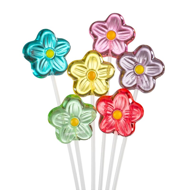 Sparko Sweets Daisy Twinkle Pops Lollipops, 100 Count, 11-Inch Stems, Multi-Flavor & Color, Made in USA – Ideal for Birthday Parties, Weddings, Candy Buffets, Baby Showers, and Holiday Celebrations (Pink, Purple, Red, Blue, Green, Yellow), 4 lbs