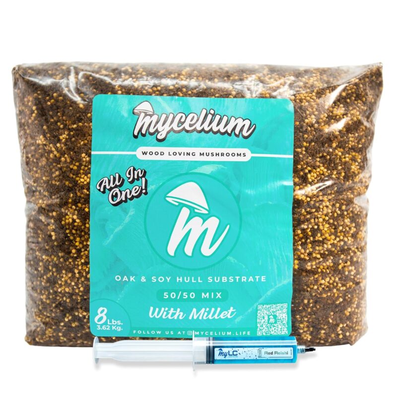 Mycelium’s Red Reishi Gourmet Mushroom Kit | 8LBS Oak & Soy Hull with Millet Blend | 20ML Liquid Culture Syringe | All-in-One Complete Cultivation Kit | Pre-Sterilized - Home Growing Made Easy