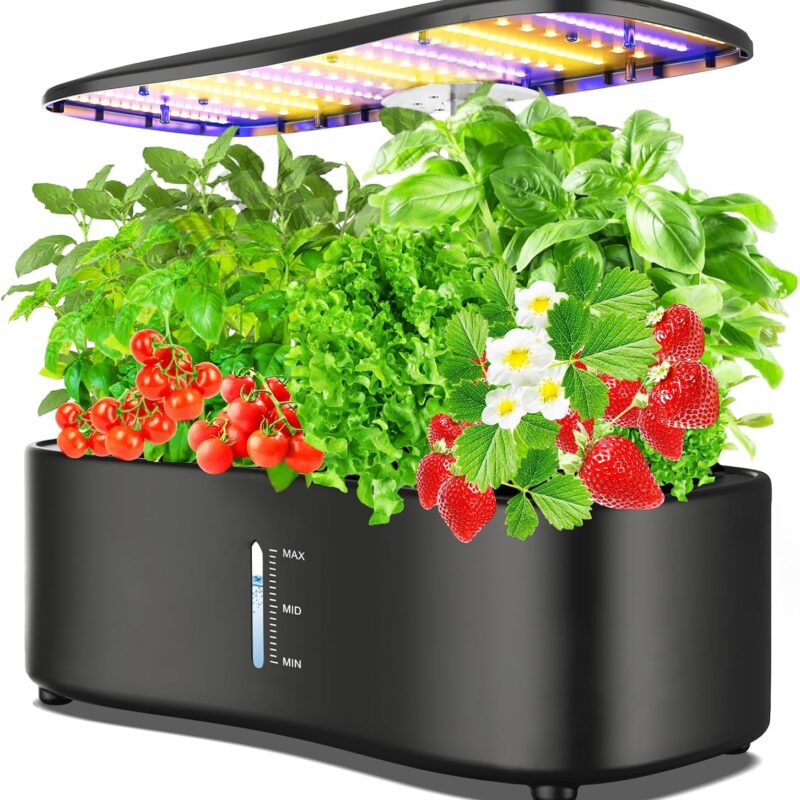 Indoor Garden Hydroponics Growing System Kit 12Pods, Vegetable Growth Lamp Countertop with LED Grow Light - Hydrophonic Planter Grower Harvest Veggie Lettuce, Herb Garden