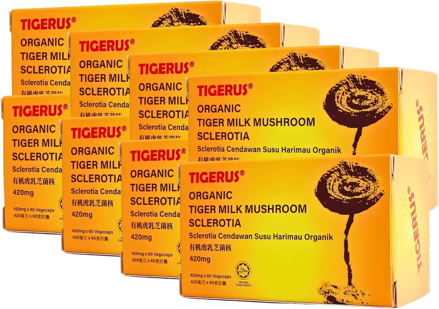 81RtFVq0jOL._AC_SL1500_.jpg ๐ง๐๐๐๐ฅ๐จ๐ฆ Tiger Milk Mushroom (LiGNO TM02ยฎ Lignosus rhinocerus Sclerotia) Malaysia, Lung Respiratory Immune Support 420mg x 60 vegecap - 8 Boxes