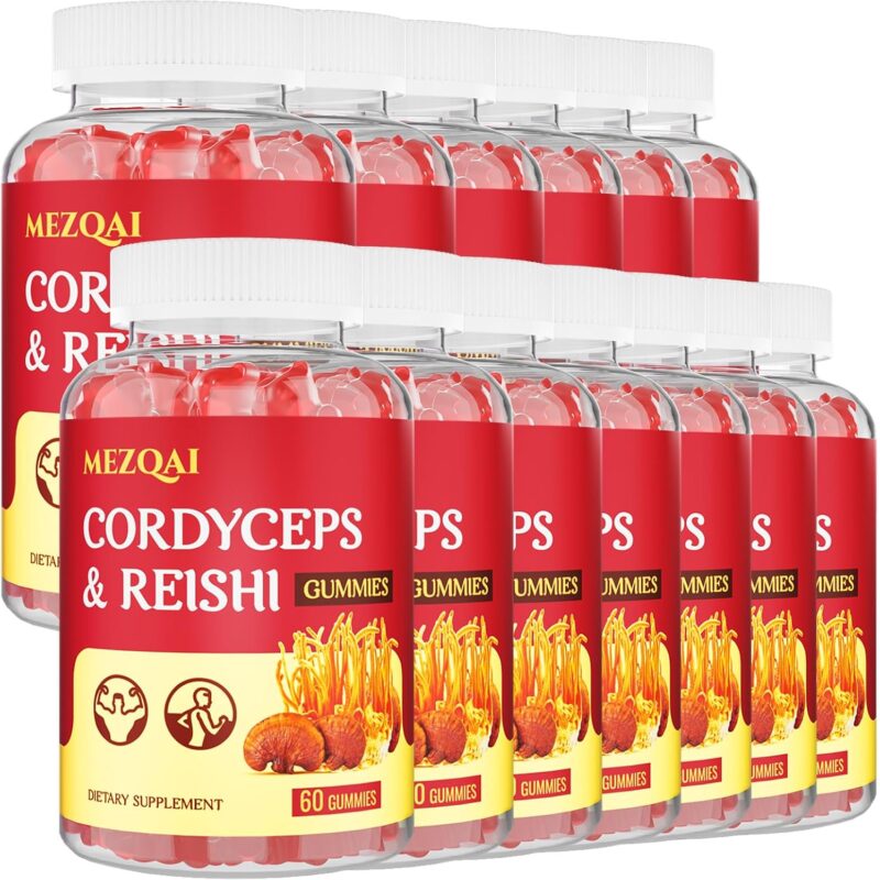 Mushroom Gummies for Adults, Cordyceps Reishi Mushroom Energy Supplements, Cortisol Supplements for Women & Men, Brain Supplements for Memory and Focus, Rest, Athletic Performance* - 780 Gummies