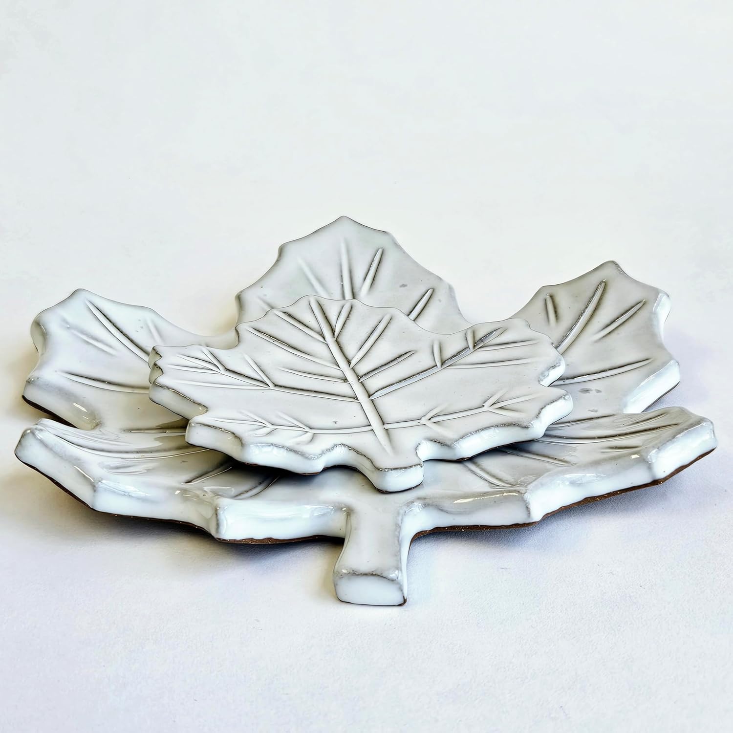 81WAl2SSICL._SL1500_.jpg Artisan Maple Leaf Pottery Spoon Rest Set - Rustic & Functional Kitchen Accessory, Unique Handmade Design, Dishwasher Safe, Perfect for Gifts (Cream) - Image 4