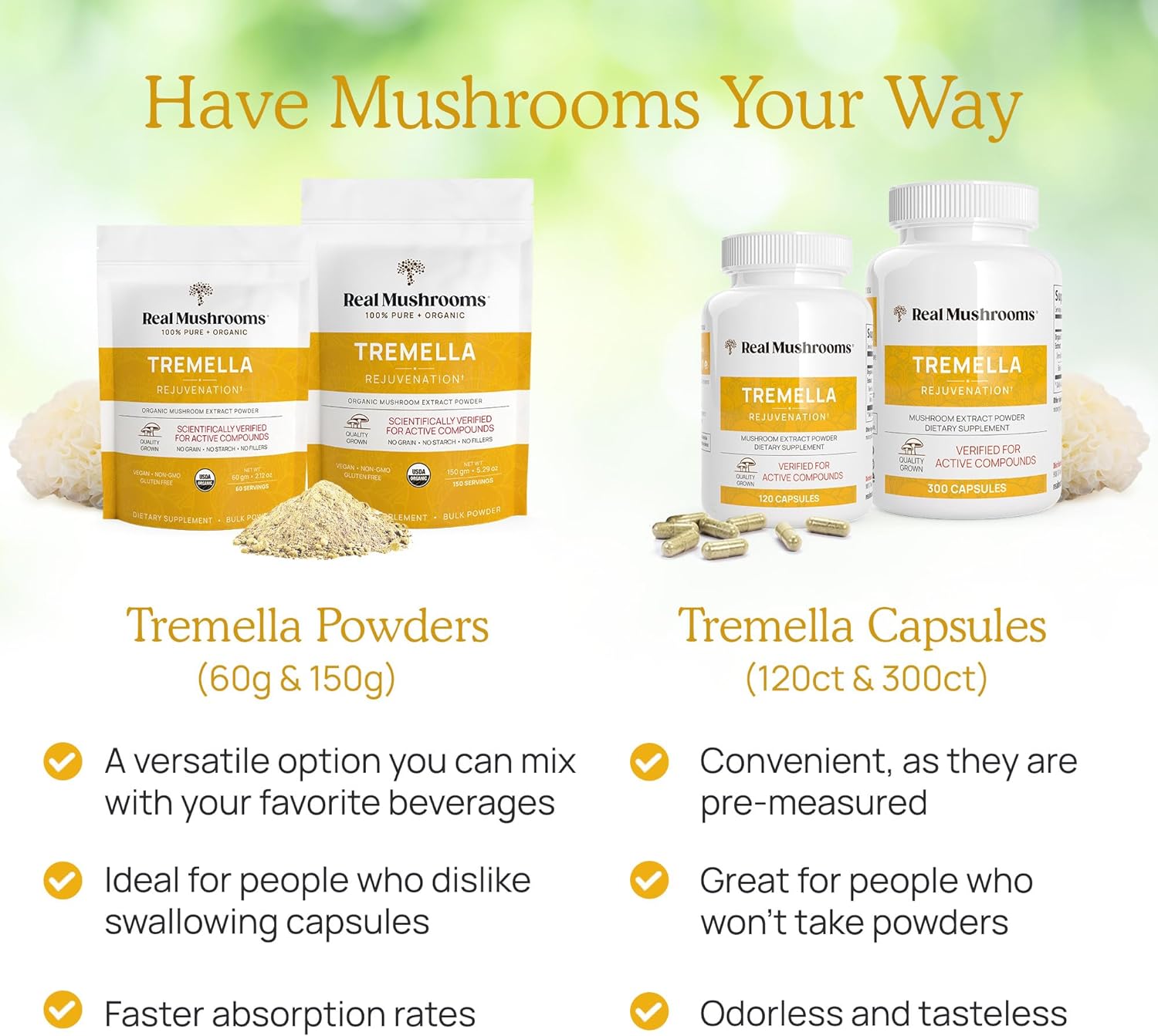 81XxrnjB9eL._AC_SL1500_.jpg Real Mushrooms Tremella Mushroom Extract Powder 150 Servings Blend for Immune Support, Brain, and Skin - Vegan, Non-GMO, Organic Supplements Humans Support Supplement - Image 4