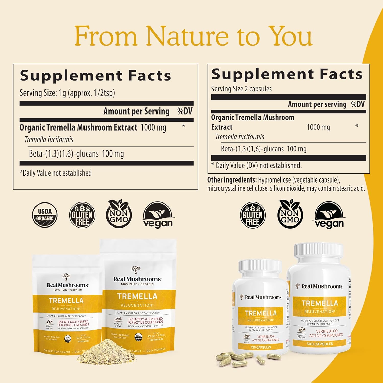 81ZR-erERfL._AC_SL1500_.jpg Real Mushrooms Tremella Mushroom Extract Powder 150 Servings Blend for Immune Support, Brain, and Skin - Vegan, Non-GMO, Organic Supplements Humans Support Supplement - Image 2