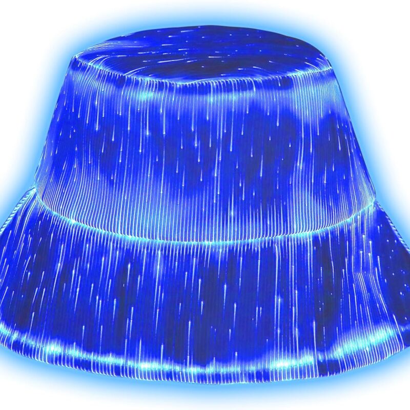 LED bucket hat, Rave hat with light up hat 7 colors crazy hat, Glowing in the dark hat with USB rechargeable