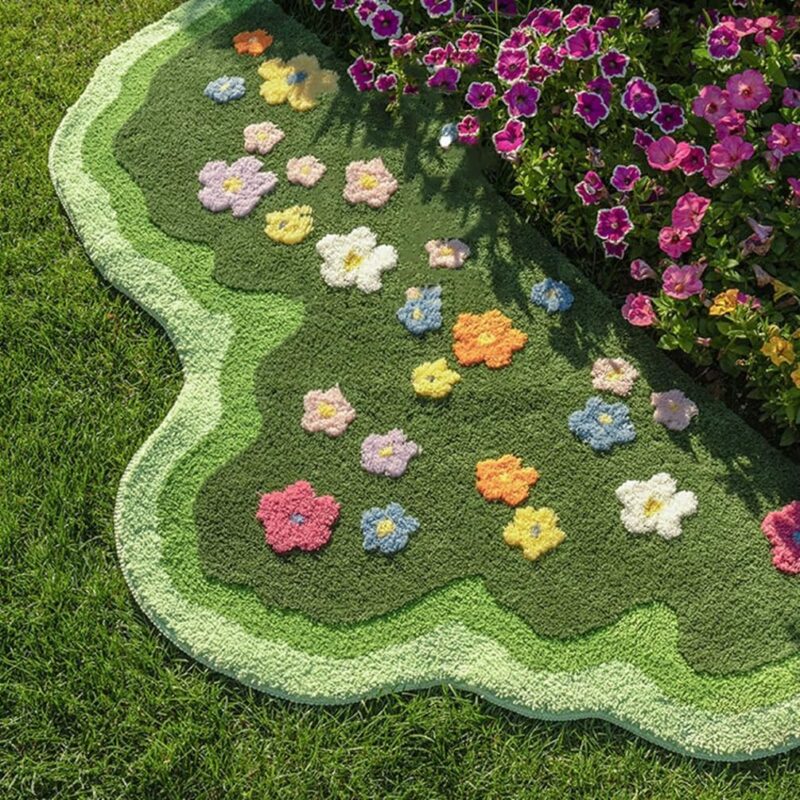 Lovely Green Moss Leaf Bathroom Rug - Non-Slip 3D Moss Carpet, Washable, Water Absorbent, Soft, Bed for Bathroom, Bedroom, Kitchen, Living (A, 2.6x4.9ft)