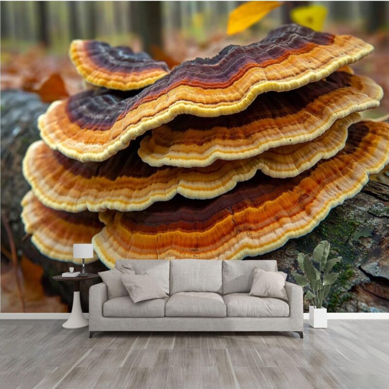 3D Wallpaper Turkey Tail Self Adhesive Bedroom Living Room Dormitory Decor Wall Mural Stick and Peel Background Wall Ceiling Wardrobe Sticker