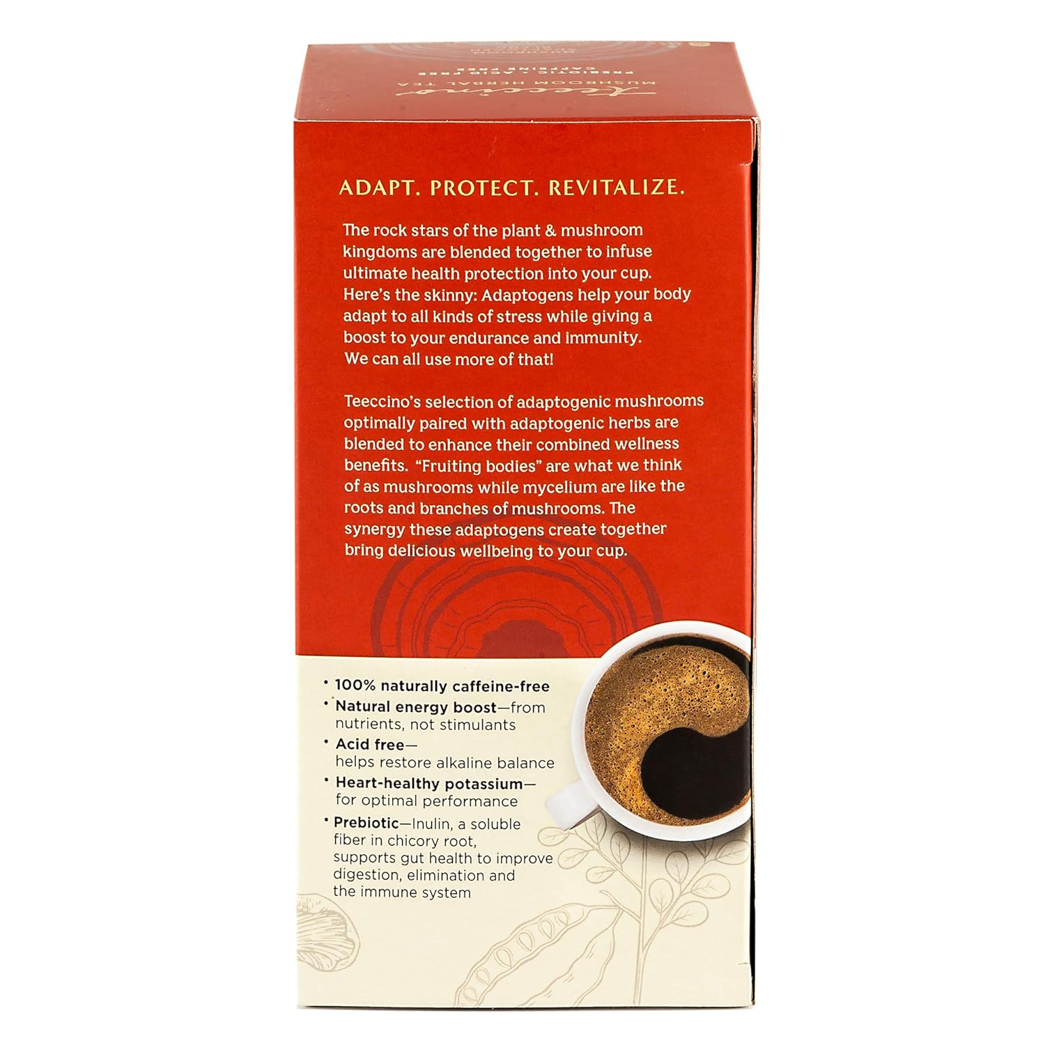 81cxp88m5aL._SL1500_.jpg Teeccino Lion’s Mane Rhodiola Tea - Rose - Caffeine-Free Mushroom Adaptogenic Herbal Tea, 3x More Herbs than Regular Tea Bags, Lightly Sweet from Dates & Figs, Chicory Prebiotic - 25 Tea Bags (Pack of 3) - Image 3