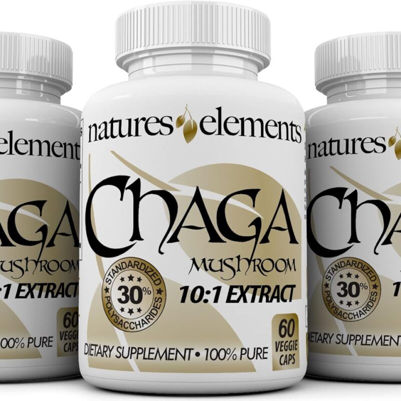 Chaga Mushroom for Immune Support - Pack of 3 - Super Antioxidant - Standardized 10:1 Extract - 30% Polysaccharides - 3 Month Supply - 500mg Veggie Caps