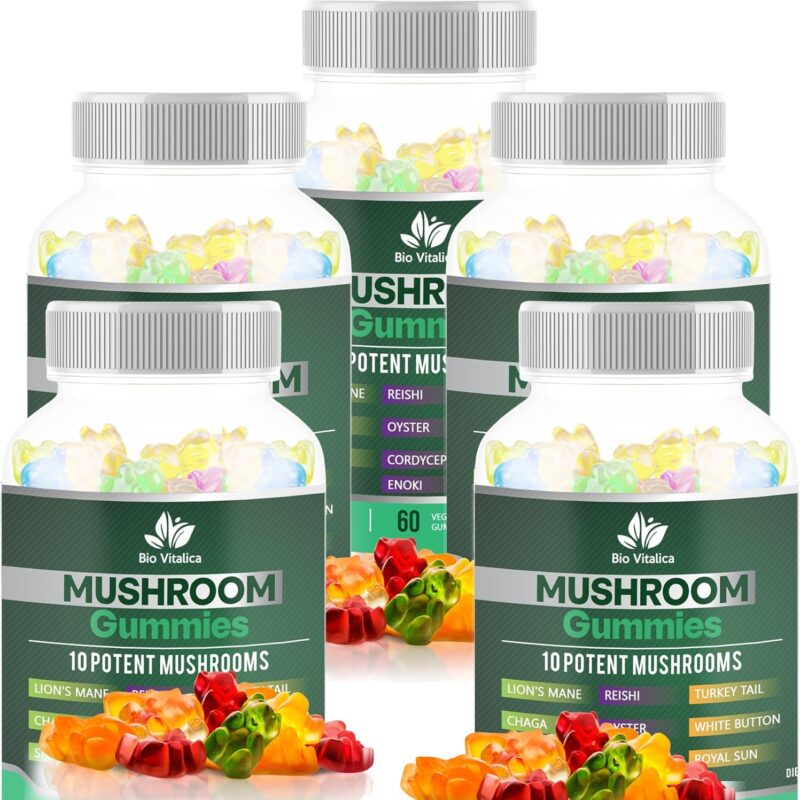 BIO VITALICA BioVitalica Mushroom Gummies - Lions Mane Gummies for Adults with 10 - Blend Mushrooms Complex Reishi, Chaga, Cordyceps, Turkey Tail, & More - Mushroom Supplement - Parental (5)