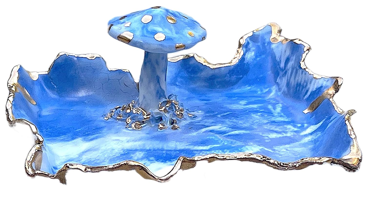 81fW1eJNt7L._SL1500_.jpg Ceramic White Blue Gold Marbled Mushroom Ring Holder, Handmade Jewelry Dish, One of a Kind Gift for Mom, Bride, Sister, Daughter, Wife, Best Friend, Girlfriend, Her, Them, Men, Women