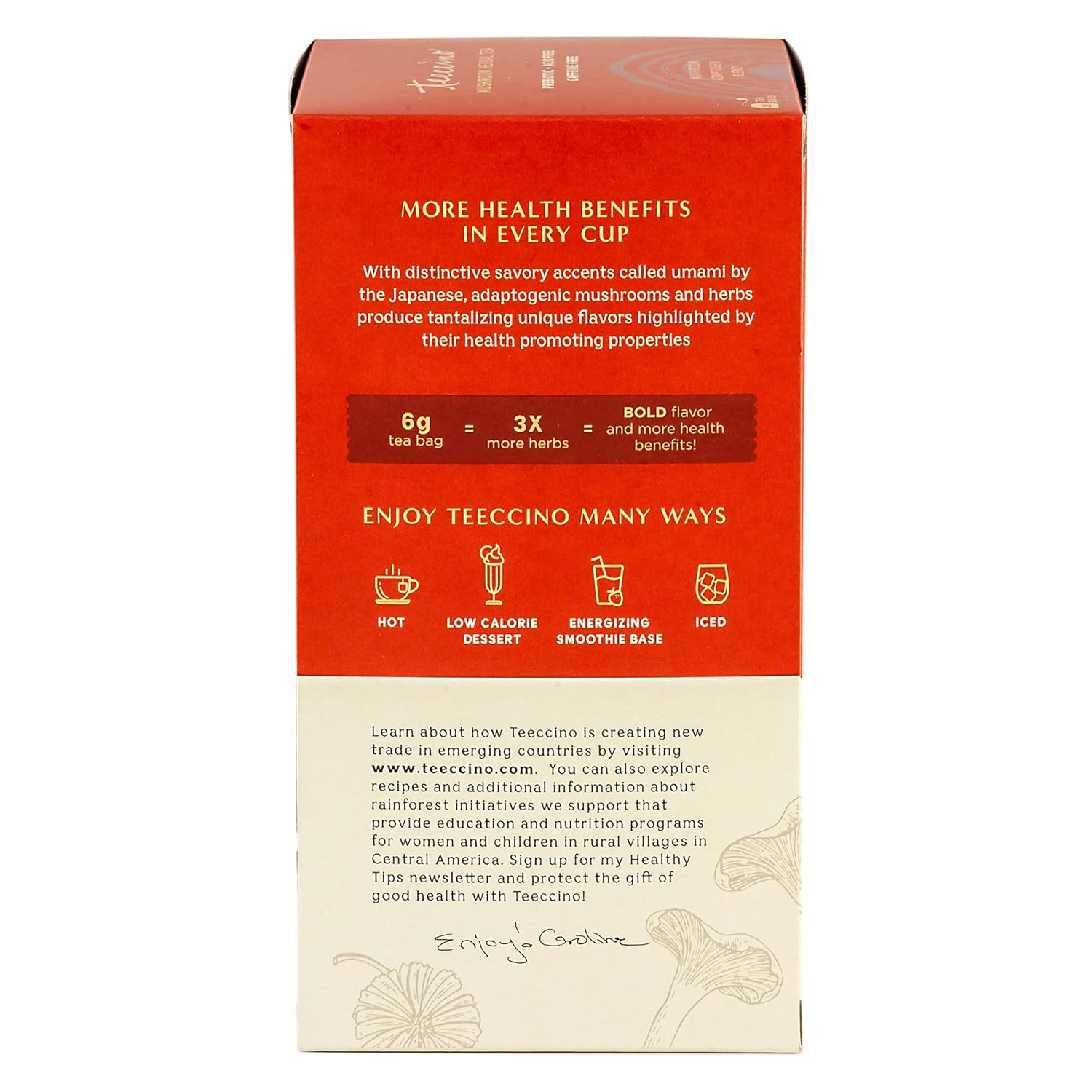 81i9kvukaGL._SL1500_.jpg Teeccino Lion’s Mane Rhodiola Tea - Rose - Caffeine-Free Mushroom Adaptogenic Herbal Tea, 3x More Herbs than Regular Tea Bags, Lightly Sweet from Dates & Figs, Chicory Prebiotic - 25 Tea Bags (Pack of 3) - Image 4