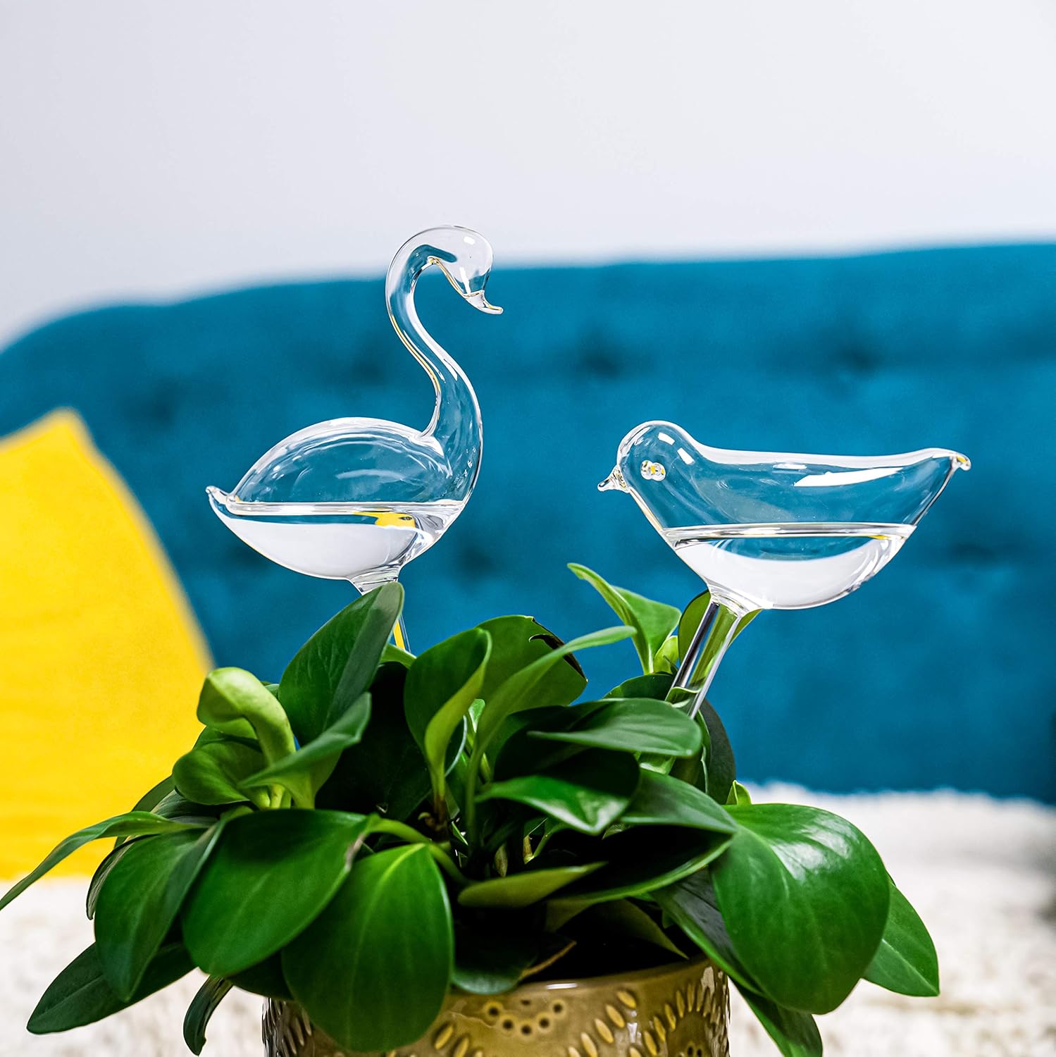 81ijrhwm0jL._AC_SL1500_.jpg Kingbuy 4 Mushroom Watering Globes and 4 Bird Shape Glass Plant Watering Bulbs for Plants - Image 5