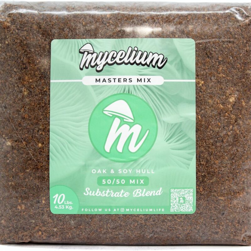 Mycelium Masters Mix Substrate – Oak & Soy Hull 50/50 Blend - Ideal for Gourmet & Functional Wood-Loving Mushrooms - Sterilized 10LB Bag for High Yield Cultivation
